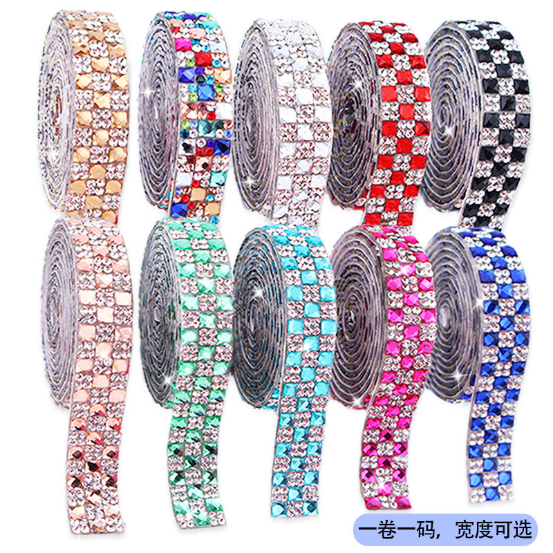 10-Color 1 yard 4*4mm/Square diamond，7-size Square diamond stickers