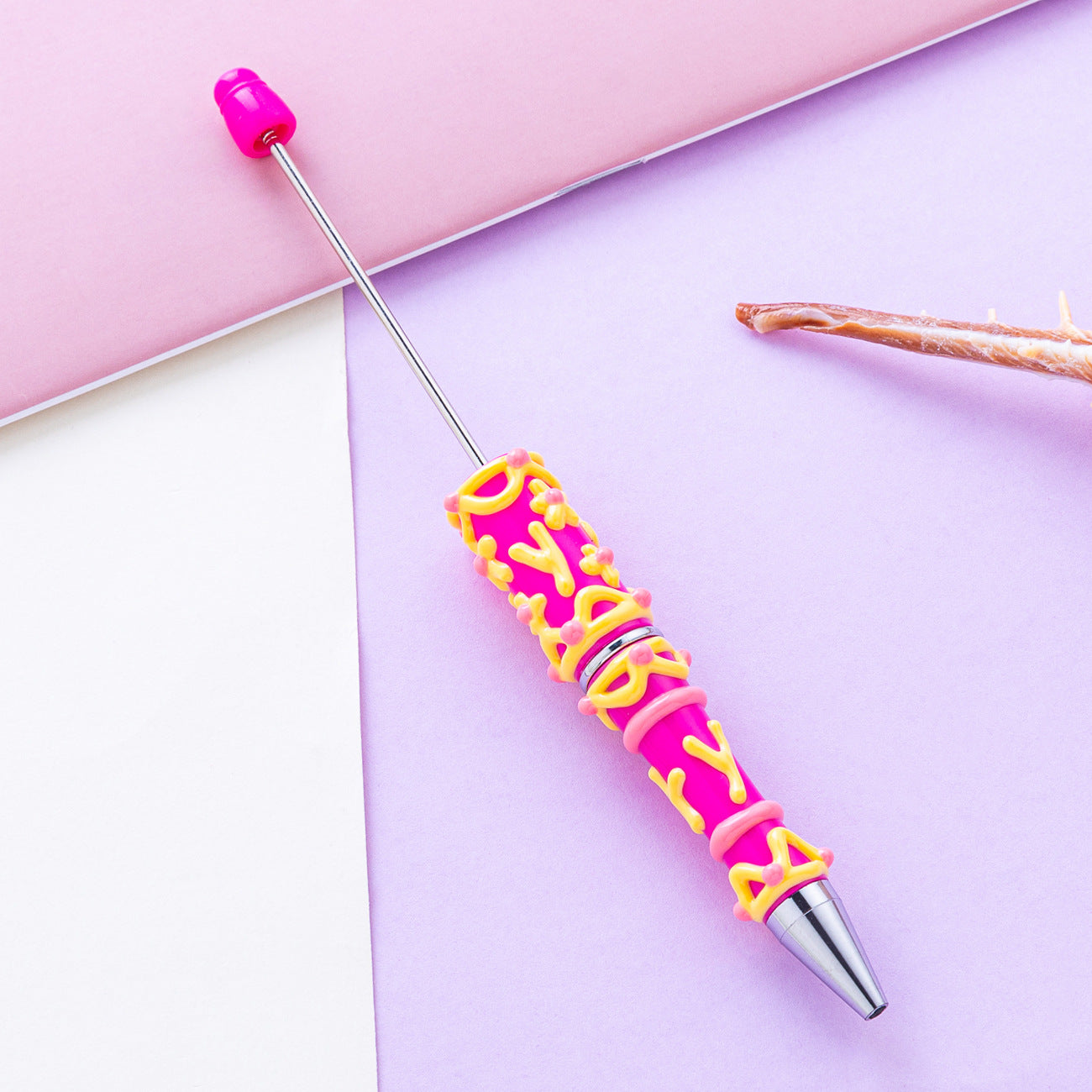 12-Color DIY cream glue hand-painted bead pen, creative handmade DIY, handmade oil painting ballpoint pen, cute girl heart plastic pen