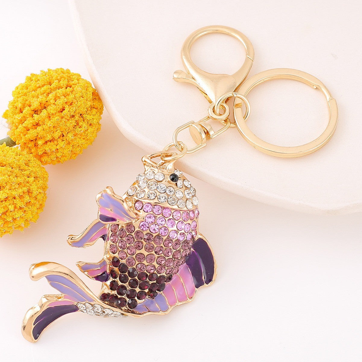 9-Type Colorful Ocean Animal Diamond Wallet Pendant Key Ring