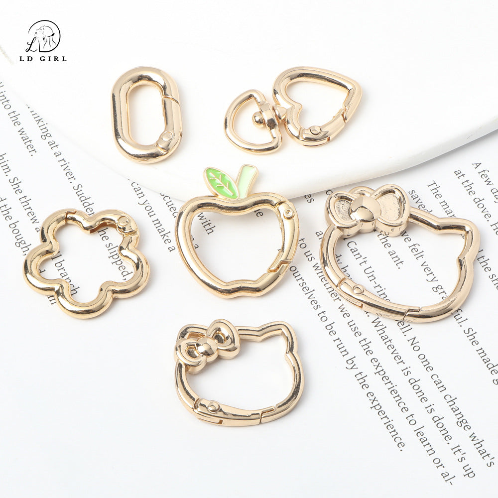 A Golden Cat, Apple, Heart, Spring Buckle, DIY Accessories