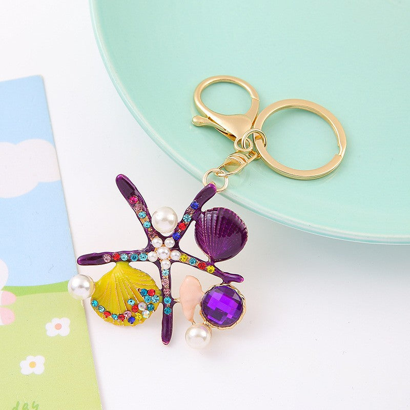 9-Type Colorful Ocean Animal Diamond Wallet Pendant Key Ring