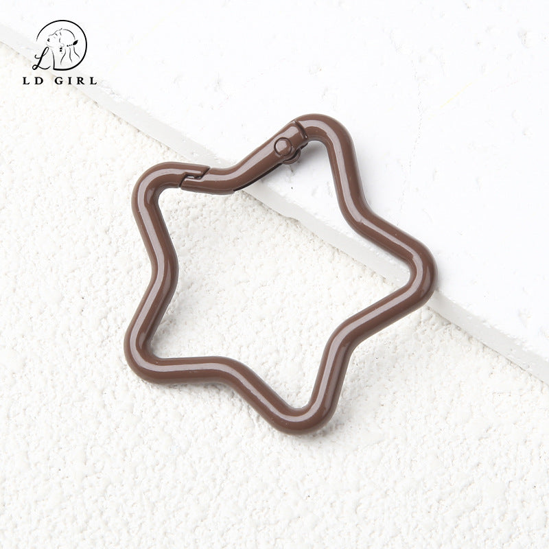 A paint alloy big heart, five-pointed star, spring ring, keychain, spring ring DIY jewelry accessories