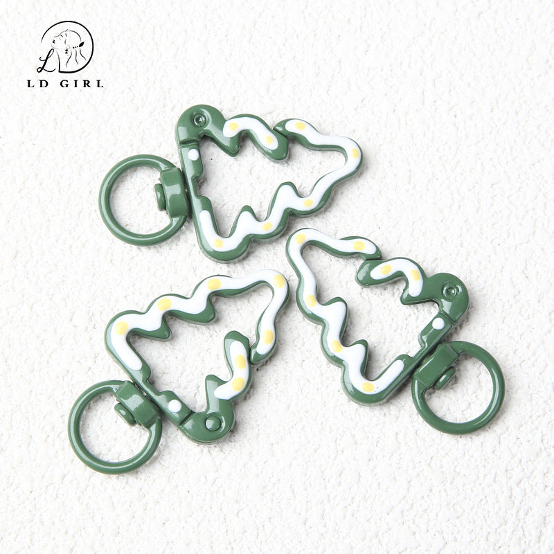 A Painted hand-painted Christmas tree spring buckle, round opening ring, tree spring buckle, DIY jewelry accessories, connecting ring