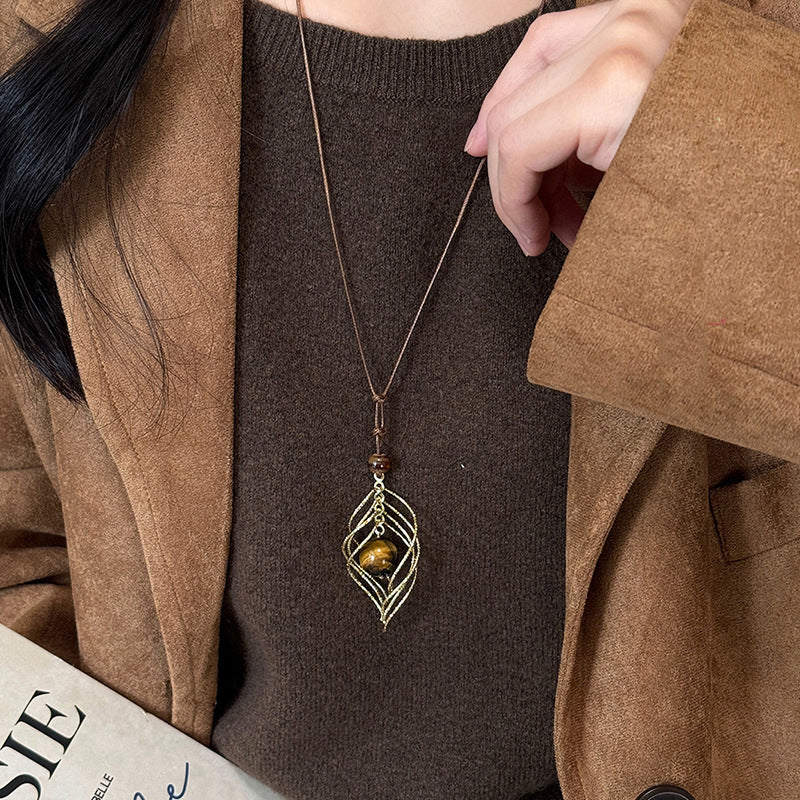 N1,Pendant necklace with long flowing chain