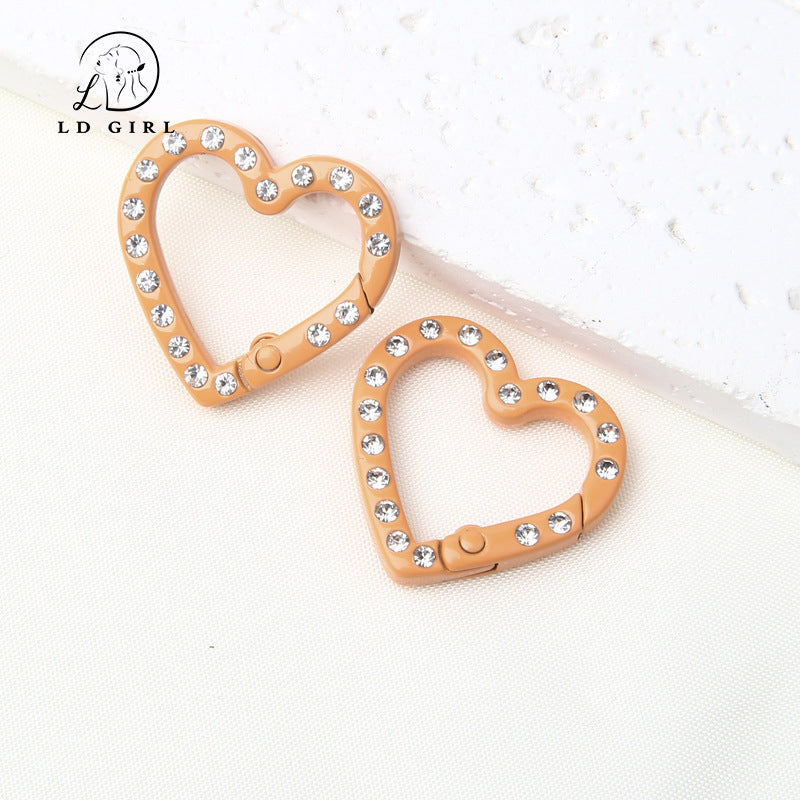 A25mm diamond set, love spring buckle, open ring, DIY jewelry accessories