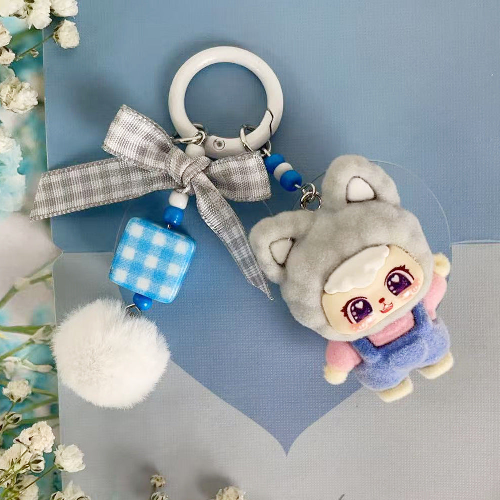 Flocking beckoning cat pear, cat jewelry accessories B