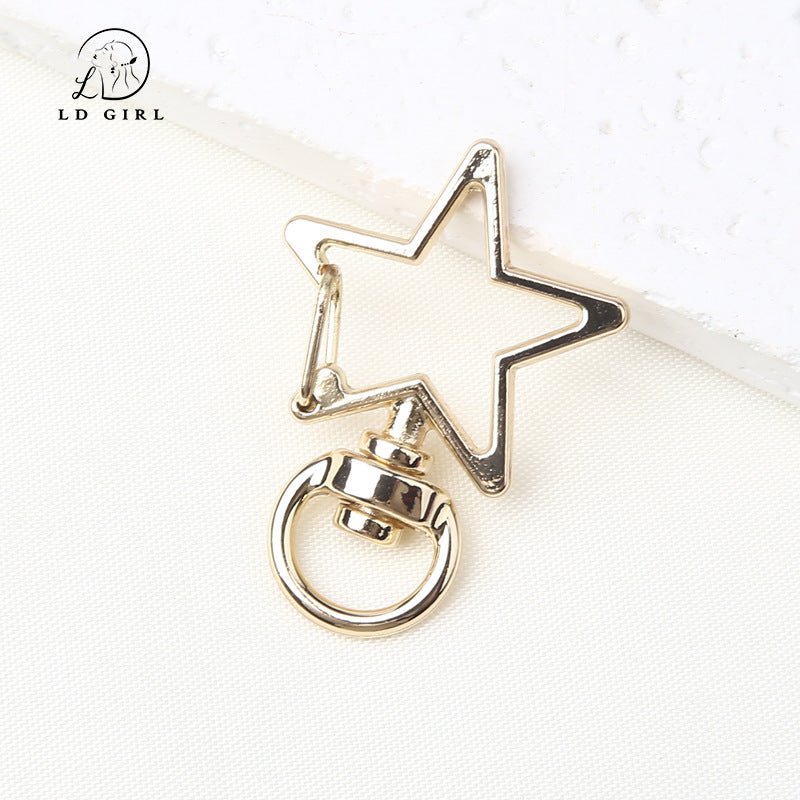 A pentagram spring buckle, colored alloy paint, keychain, DIY material