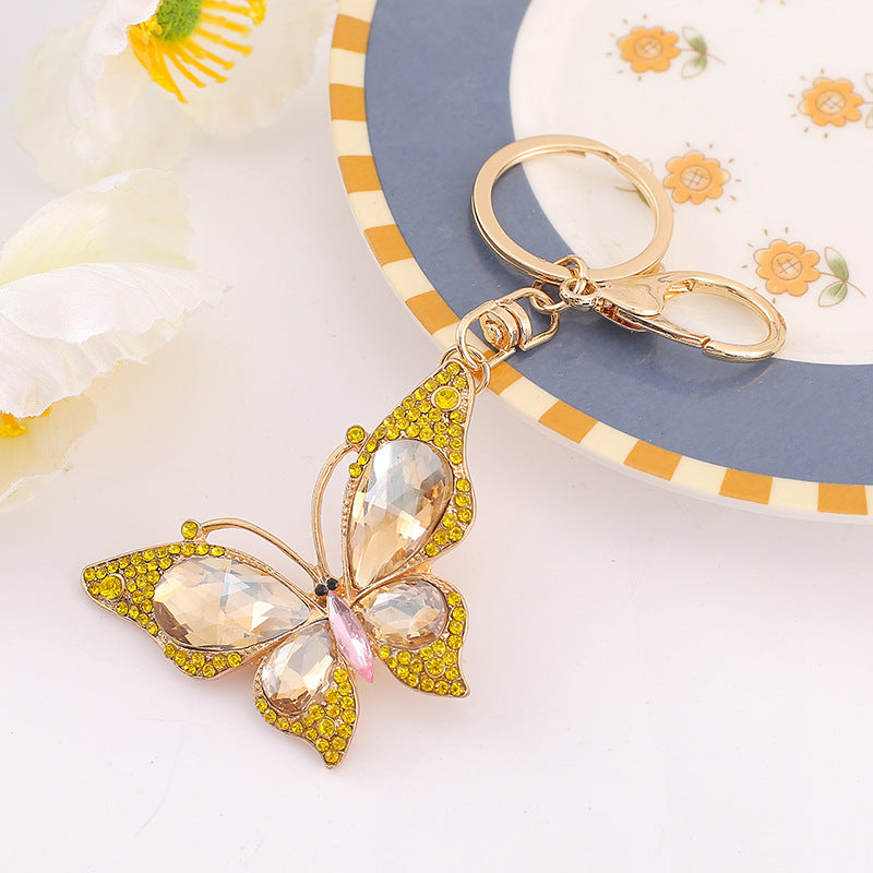 18-Color Stone Diamond Butterfly Keychain, Necklace
