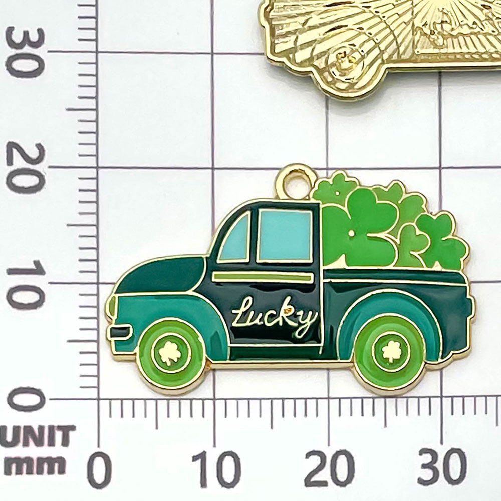 NO.15-2 Green gold plated enamel charm metal, alloy