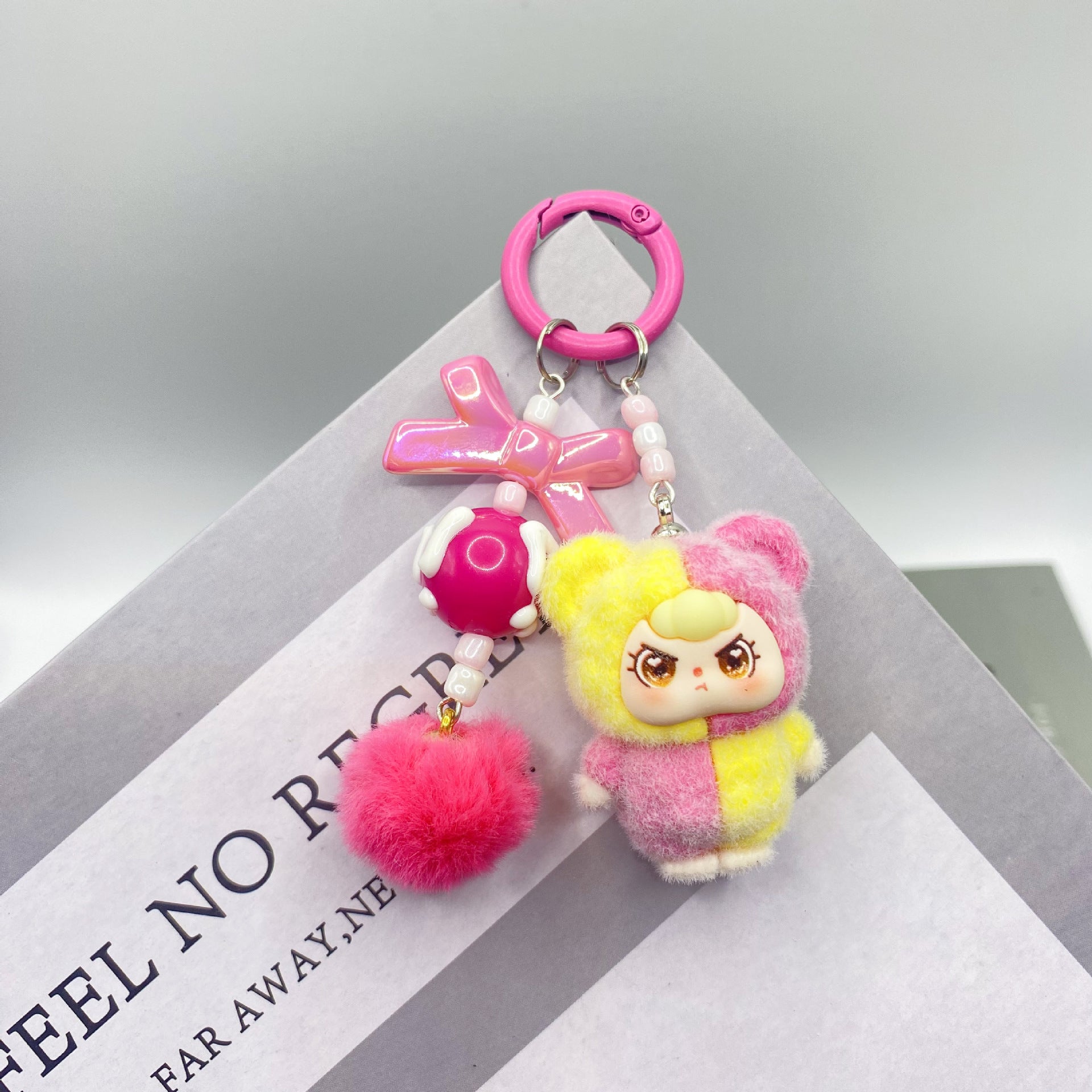 Flocking color matching, keychain pendant.