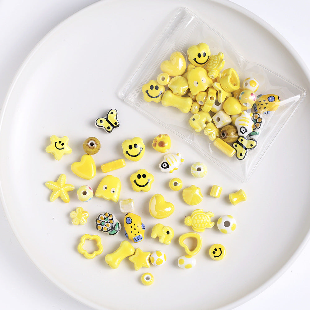 Ceramic mixed beads sets, hand-painted DIY accessories sets