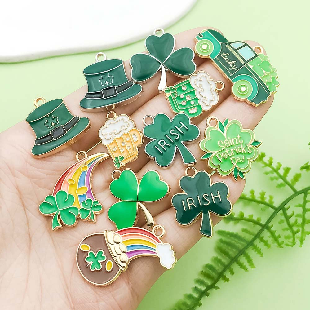 NO.15-2 Green gold plated enamel charm metal, alloy