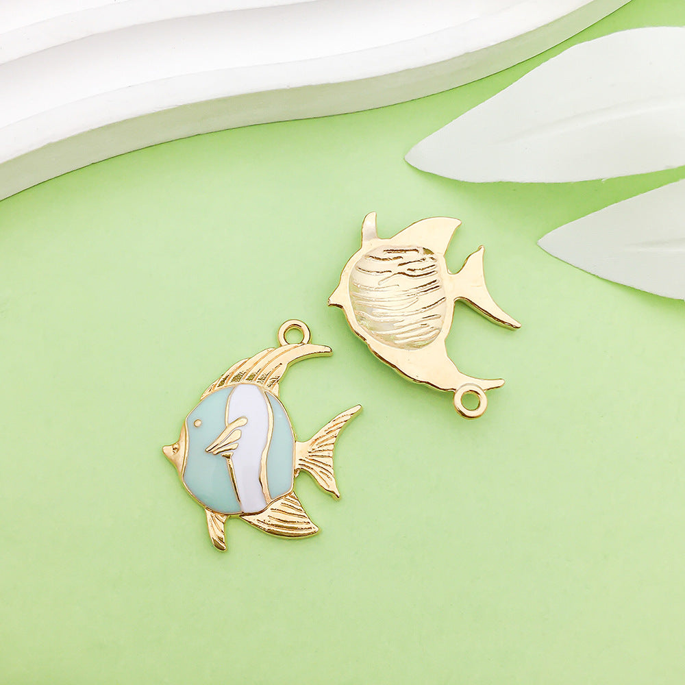 NO.22-3 lake blue mixed 31 assorted gold plated enamel charm