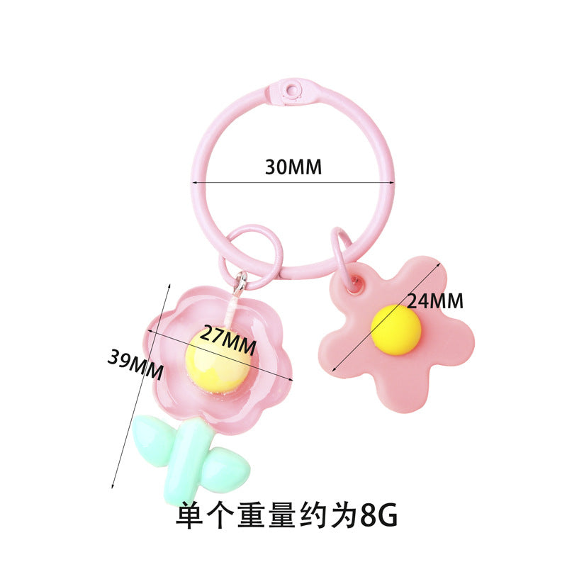 A colorful soft rubber resin flower keychain, pendant, DIY, accessories