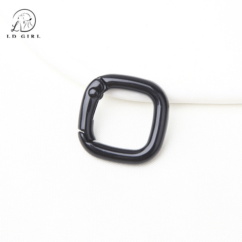 A colored paint, square spring buckle, DIY alloy jewelry accessories, keychain