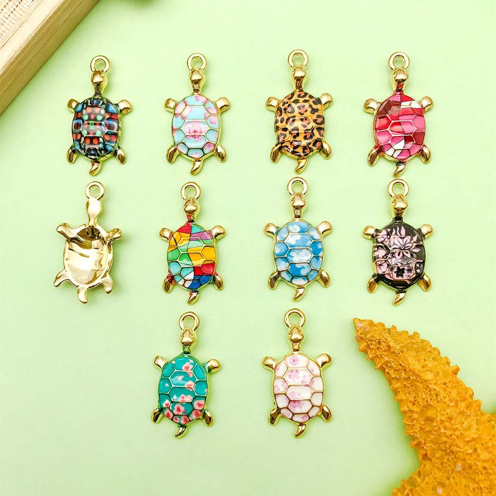 NO.18 Turtle gold plated enamel charm metal, alloy