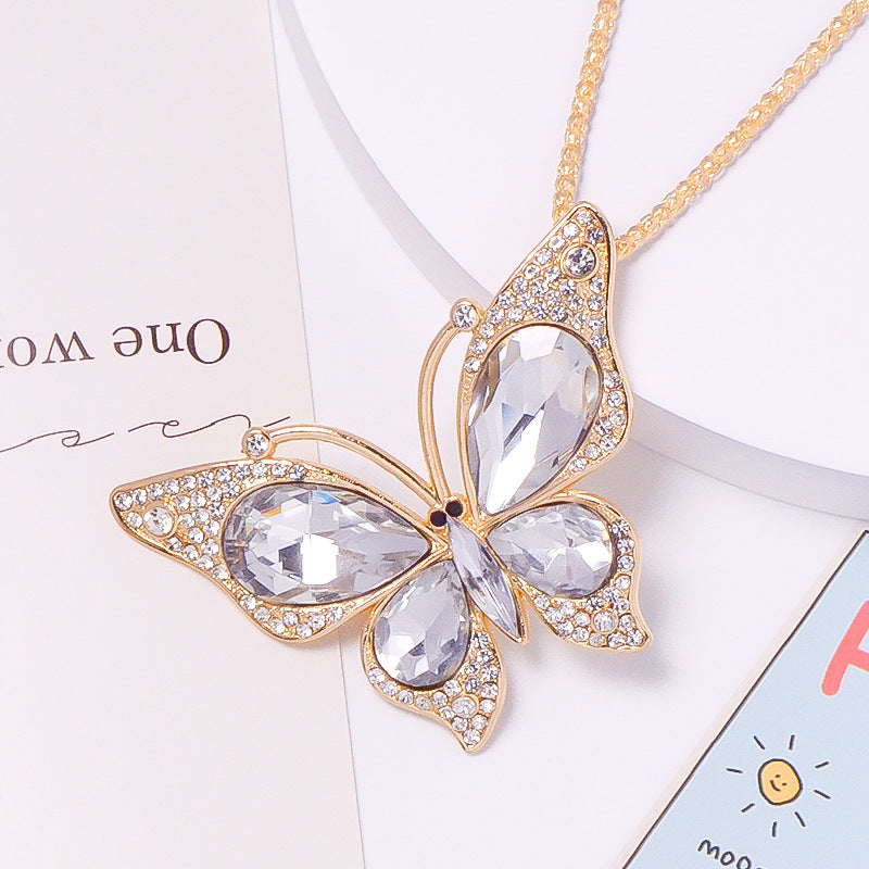 18-Color Stone Diamond Butterfly Keychain, Necklace