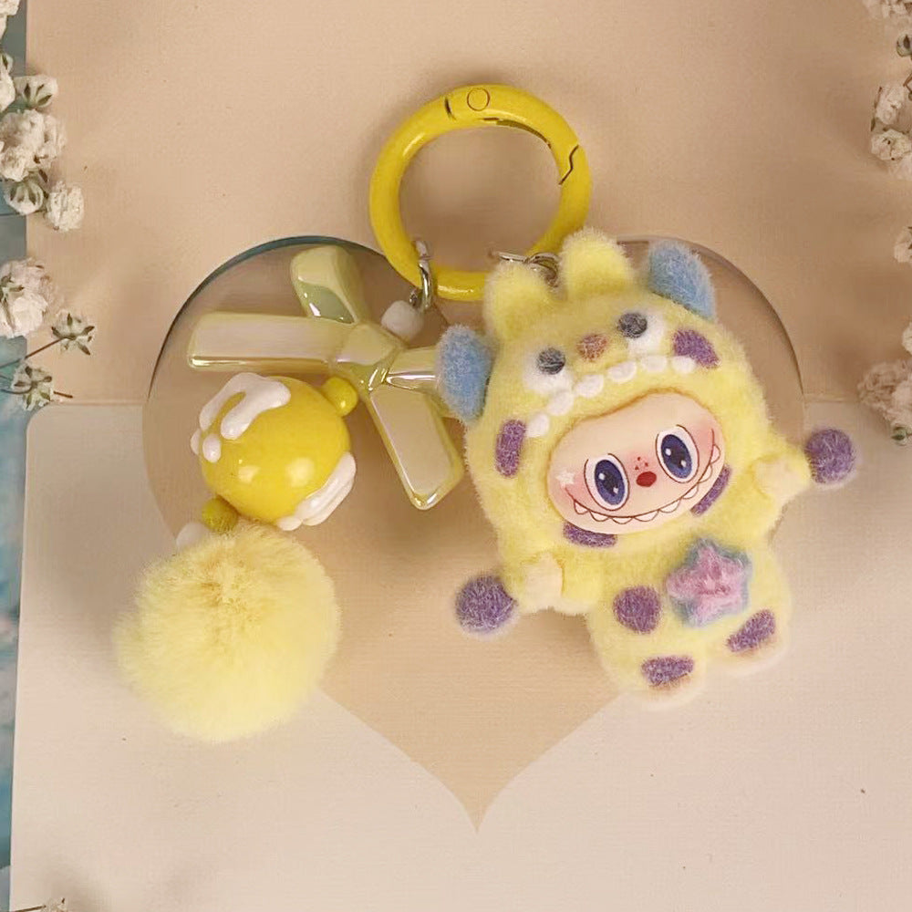 Flocking multi-point monster cloth cloth, jewelry accessories, cartoon DIY keychain.