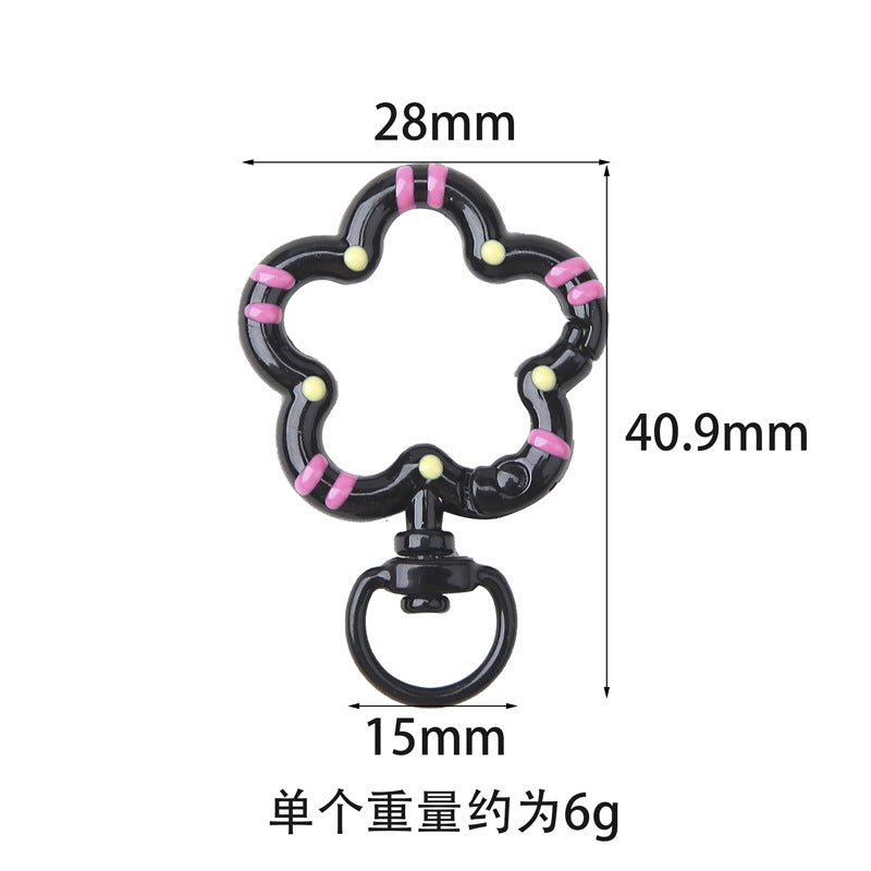 A small flower universal rotating spring buckle, flower opening ring, plum blossom spring ring, DIY jewelry accessories