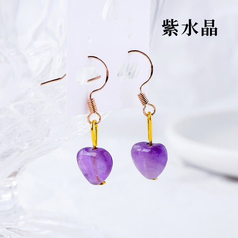 6-Types,2-Color, Natural crystal and gemstone earrings