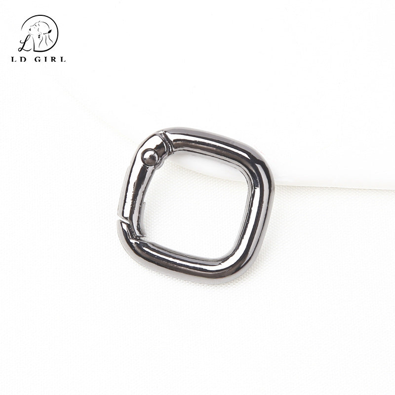 A colored paint, square spring buckle, DIY alloy jewelry accessories, keychain