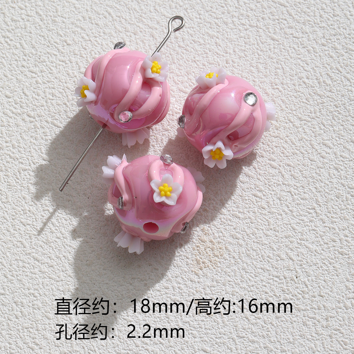 Pink special-shaped/heavy industry hand-painted beads/DIY accessories【桃之夭夭】