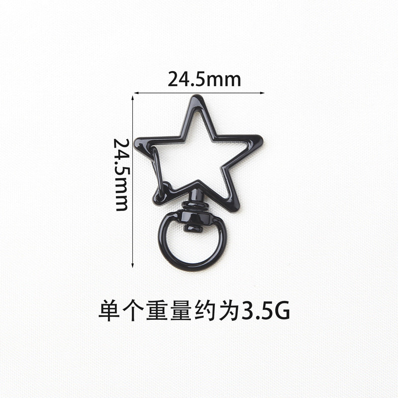 A pentagram spring buckle, colored alloy paint, keychain, DIY material