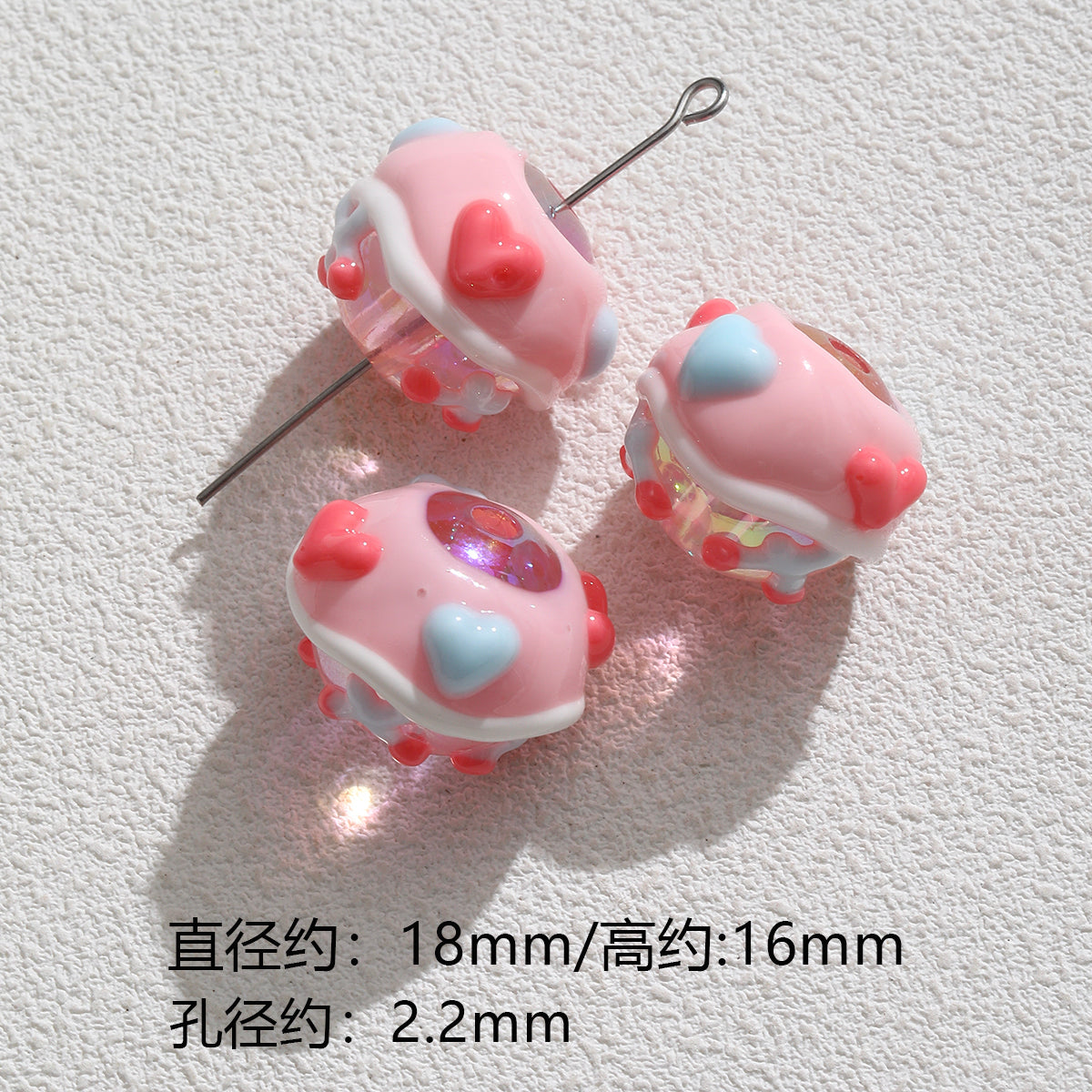 Pink special-shaped/heavy industry hand-painted beads/DIY accessories【桃之夭夭】