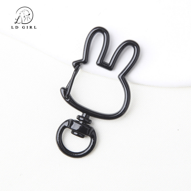 A spring buckle, universal rotation, candy-colored bunny, cat love keychain, DIY jewelry accessories.