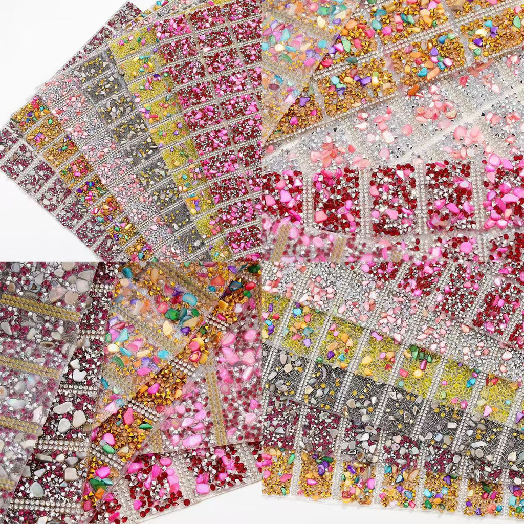 tape:6-Color Pointed bottom rhinestone with colored gravel double-sided tape square drill piece [whole piece 24 * 40cm small square 3 * 4cm]